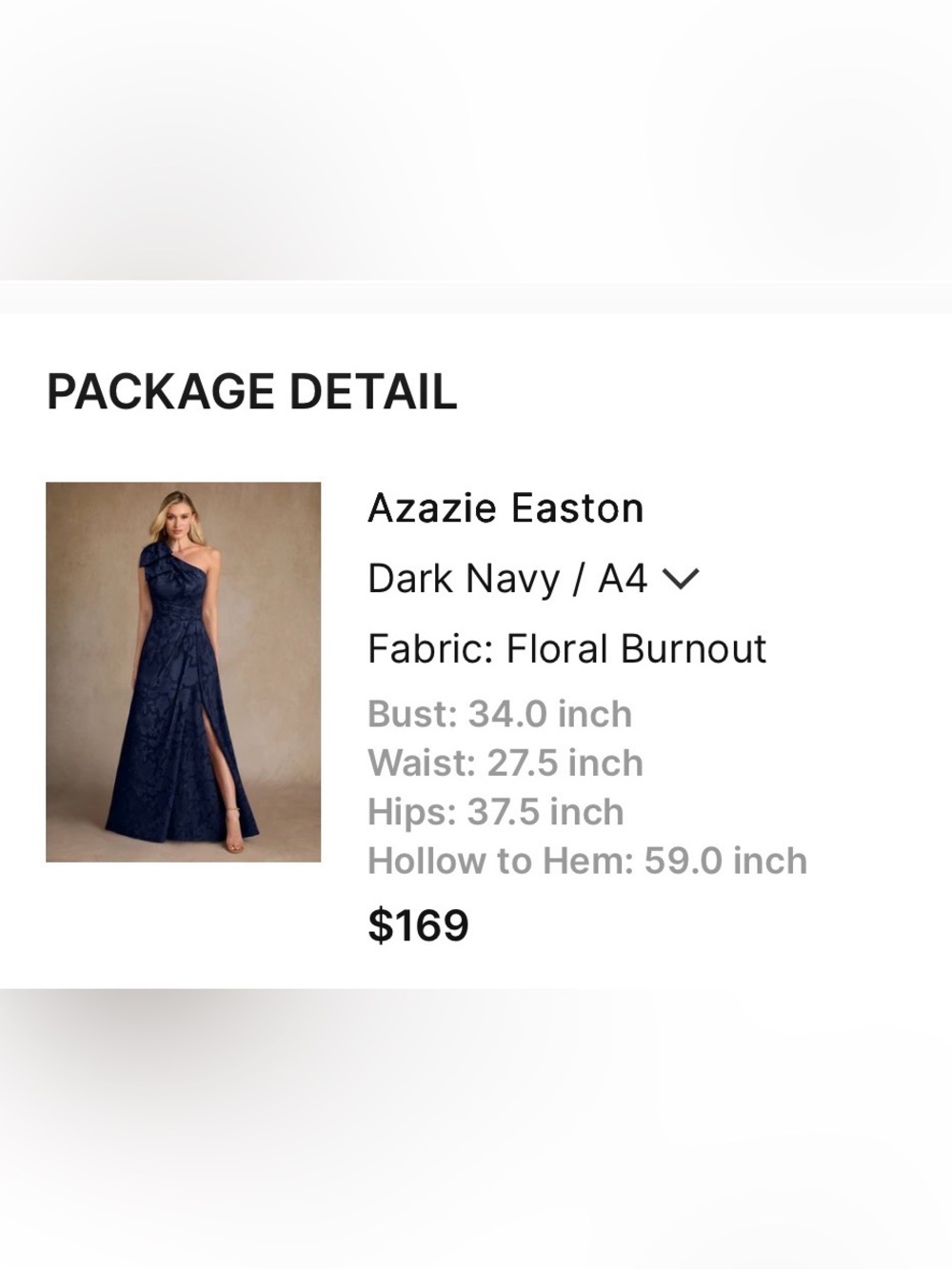 One-Shoulder Navy Floral Jacquard Evening Dress - Picture 5 of 5